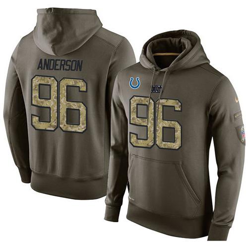 NFL Men's Nike Indianapolis Colts #96 Henry Anderson Stitched Green Olive Salute To Service KO Performance Hoodie